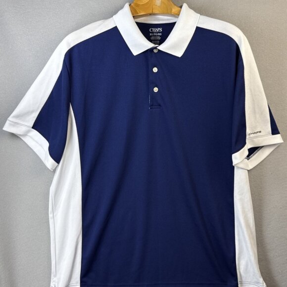 Chaps Other - Chaps Golf Polo Shirt Mens XL /  TG White & Blue Two Tone Short Sleeves Slimming